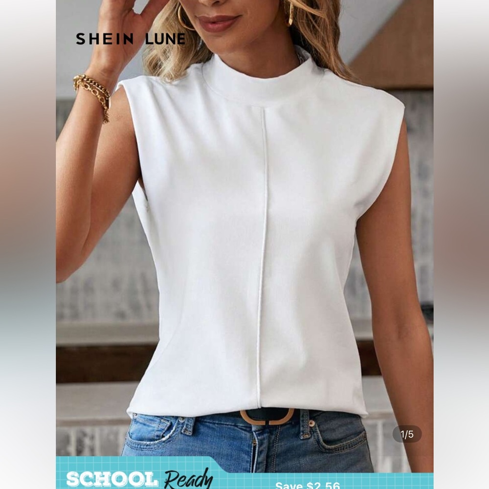 Women's White Sleeveless Top